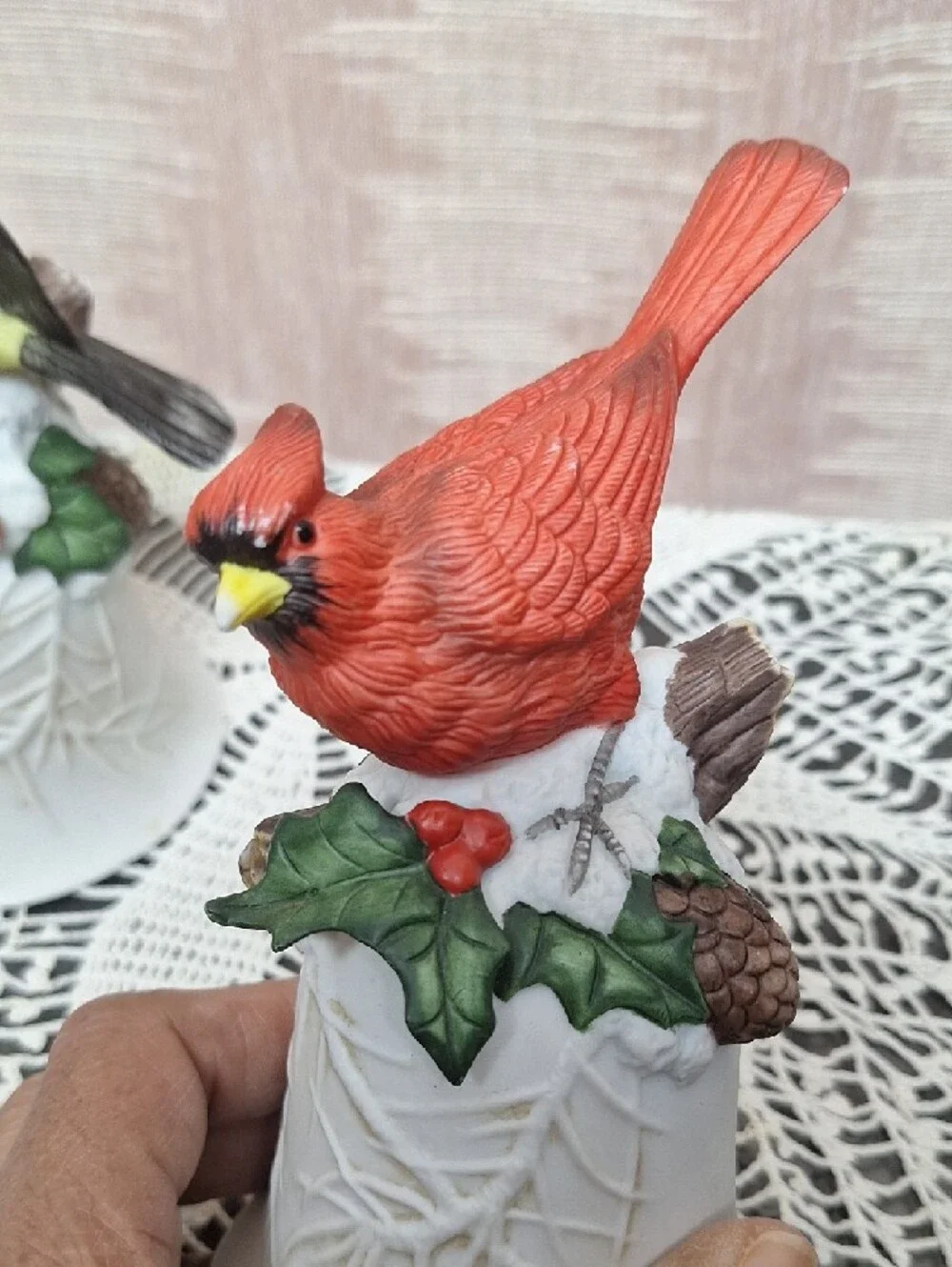 Ceramic Bird Bell Set - Blue, Yellow, Red Decorative Perches